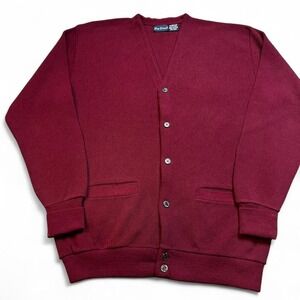Vintage golf par four preppy‎ academia burgundy cardigan sweater size large